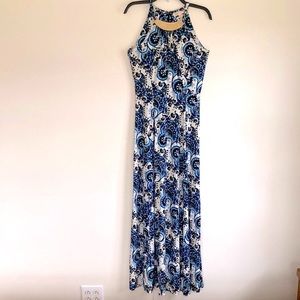 Michael Kors halter top, sleeveless maxi dress paisley stretch, size S